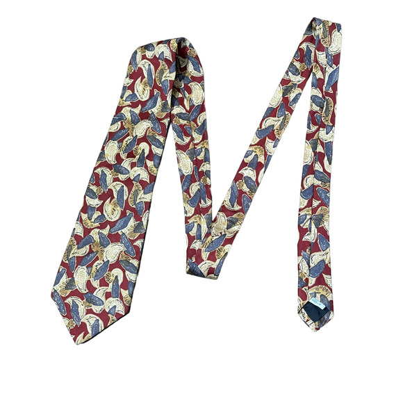 Robert Talbott Mens Tie Burgundy Gray Yellow Geometric Pattern 100% Silk‎ 59X4 - Picture 2 of 5